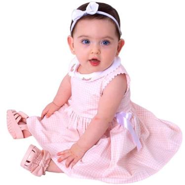 Imagem de Vestido de bebê menina 2 - 18 meses com tiara 100% algodão - clara - M