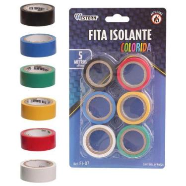 Imagem de Fita Isolante Colorida 6 Peças 5Mx19Mm Western