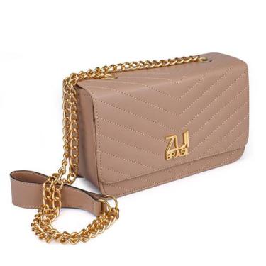 Imagem de Bolsa Feminina Transversal Clutch Baú Alça de Corrente Quadrada Nude B