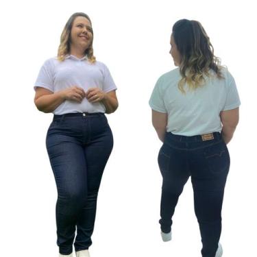 Imagem de Calça Jeans Feminina Plus Size Elastano Linha Premium - M&G Store, Blu