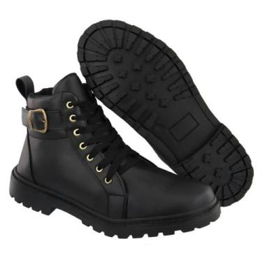 Imagem de Bota Coturno Feminino Casual Fivela - Jfstore, Preto, 36