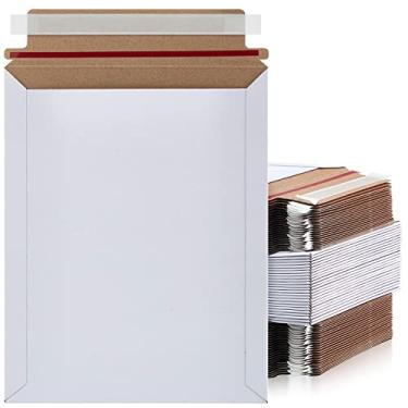 Imagem de Fainne Envelope de papelão kraft branco rígido de 17 x 23 cm, saco de envio plano autoadesivo para escritório, documentos, fotos, cartas, embalagens (branco)