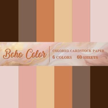 Imagem de AnyDesign 60 folhas 21 x 28 cm Boho colorido cartolina papel rosa marrom cartões de papel colorido para scrapbook colorido para impressões, artesanato, escola, escritório, material de casa, 29,5 kg