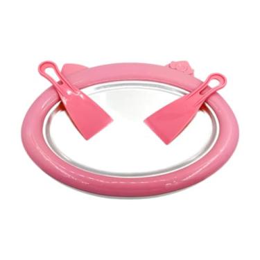 Imagem de IEUDNS Máquina de sorvete instantânea placa fria, máquina de sorvete rolada interativa doméstica para gelato congelado, Rosa