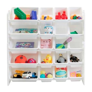 Imagem de UNiPLAY Organizador de armazenamento de brinquedos de 5 níveis com 20 compartimentos removíveis, base reconfigurável, multifuncional para livros, blocos de construção, materiais escolares, brinquedos
