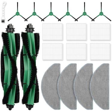 Imagem de Pacote com 19 peças de reposição compatíveis com aspirador de pó robô iRobot Roomba Essential Y0110/Y0140/Q0120/Q011/Q052/Roomba 104/105, 2 escovas de rolo, 6 filtros, 6 escovas laterais, 4 esfregões
