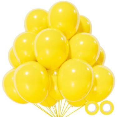 Imagem de Balões de Látex Amarelo KUULBELA - 110 Unidades com 2 Fitas - 12 Poleg