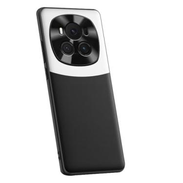 Imagem de POYUFRG Capa ultrafina para Honor Magic 6 Pro/6, capa de câmera moderna de couro vegano à prova de choque, preta, 6 Pro