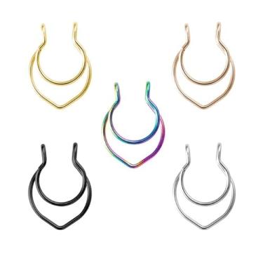 Imagem de Piercing Falso Septo Nasal Fake Nariz - Modelo 01 (02 Pretos)