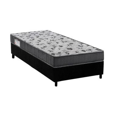Imagem de Cama Box Solteiro: Colchão Ortopédico Ortobom D33/EP Anatômico Fort Tech iso 100 + Base crc Suede Black(88x188)