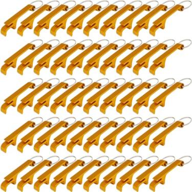 Imagem de ZHANGBY Pacote com 50 chaveiros abridor de garrafas de metal a granel, abridor portátil de cerveja e refrigerante (amarelo)