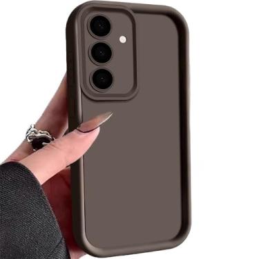 Imagem de Capa de celular Candy Color para Samsung S25 S24 S23 S22 Ultra Plus S21 S24 FE A55 A34 A15 A35 A52 A53 A54 A16 5G Capa de silicone macia, café, para Galaxy S22 Plus
