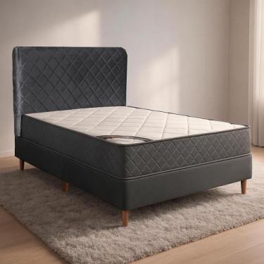 Imagem de Colchão Casal Milão + Box + Cabeceira 138x202x65 - Bom Pastor, Chumbo 