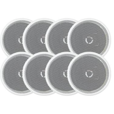Imagem de 8 Caixas Arandela Som Ambiente Redonda 5 Pol 70w Coaxial - ORION