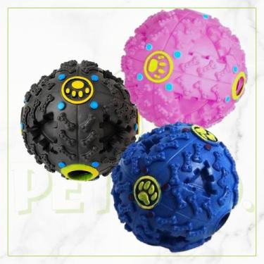 Imagem de Bola Interativa Resistente com Porta Petisco e Som para Cachorros - Pe