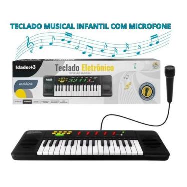 Imagem de Piano Teclado Eletrônico Infantil 32 Teclas Com Microfone menino Menin