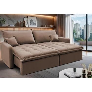 Imagem de Sofá Sem Caixa Retrátil 1,60m Softgel Luna Velusoft Castor Cama Inbox