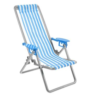 Imagem de Milisten Cadeira De Praia Em Miniatura Casa De Bonecas Cadeira Dobrável De Madeira Banho De Sol Acessórios De Móveis Em Miniatura Casa De Bonecas Decoração De Jardim De