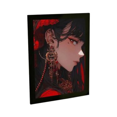 Imagem de Quadro Decorativo Garota Anime Cigana Cabelo Brinco Decoração Poster Quarto Sala