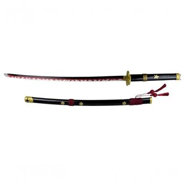 Imagem de Espada Roronoa Zoro Katana Enma Black Lamina De Bambu Cosplay One Piece Decoração