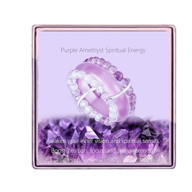 Imagem de ARHTF Anéis empilháveis de ametista para mulheres anéis empilhados anéis roxos espirituais de cura para mulheres, Latão, Sem pedra preciosa