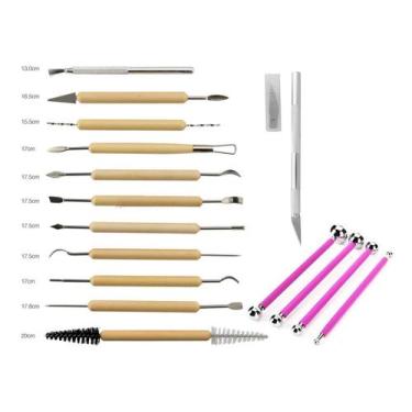 Imagem de 11 Esteca Plastilina + Boleadores E Caneta Estilete Precisão - Evolver