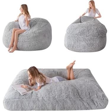 Imagem de MAXYOYO Cama Tipo Pufe Gigante Para Adultos, Conversível Que Se Transforma De Preguiçoso Em Colchão Chão, Sofá Grande, Enchimento Espuma Alta Densidade, Lavável À Máquina