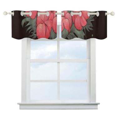 Imagem de Cortina blackout flamingos abacaxi escurecimento de quarto cortinas de janela curta isolamento térmico cortinas de janela de banheiro para cozinha sala de jantar quarto 2 painéis 132 cm x 46 cm