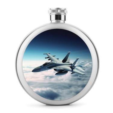 Imagem de Cantil de aço inoxidável, jatos de caça de aeronaves, impressão de jatos de caça, garrafa de anca, garrafa de viagem, portátil, garrafa de licor, garrafa de metal