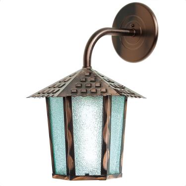 Imagem de Kit 2 Arandela Colonial Sextavada Vidro Pontilhado E27 Bivolt Cobre