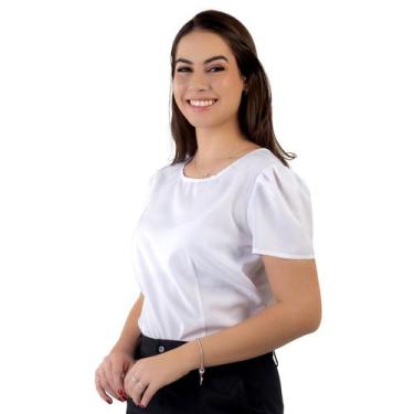 Imagem de Blusa social feminina branca manga princesa Blanco Raro, M