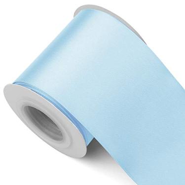 Imagem de Humphrey's Craft Fita de cetim dupla face azul bebê de 7,6 cm - 10 metros de variedade de cores para artesanato, embrulho de presente, cerimônia de corte, decoração, costura, árvore de Natal, mesas de