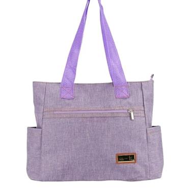 Imagem de Bolsa Feminina Grande de Ombro Pasta Universitaria Notebook Curso Faculdade (Lilás)