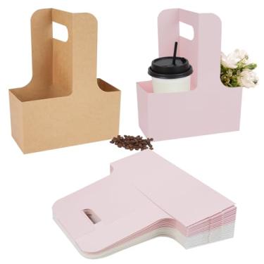 Imagem de STNRST-IN Pacote com 40 porta-bebidas de 2 xícaras com alça, suporte de copo de café descartável, porta-bebidas de papelão portátil, caixas de papelão, porta-copos para bebidas quentes ou frias, cafés