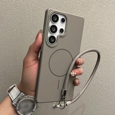 Imagem de Capa com alça de pulso para Samsung S25 Ultra, capa fina fosca de PC com carregamento magnético para Galaxy S25 Plus S23 S24 Ultra, A6, para Samsung S23