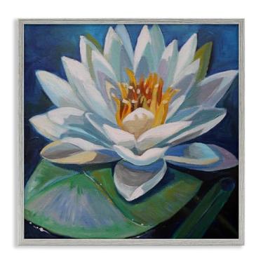 Imagem de Stupell Industries Flor de lótus pacífica cinza emoldurada giclée design de arte por Violeta Vollmer, 43 x 43 cm