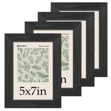Imagem de Porta-retratos TENIBYC 5x7 (13x18cm) de madeira preta, pacote com 4