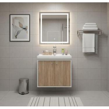 Imagem de Armário Para Banheiro 50Cm Mdf Com Cuba - Bergamo Berlin - Riverzza