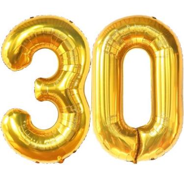 Imagem de Números de balão Katchon Gold de 30 a 40 cm para 30º aniversário