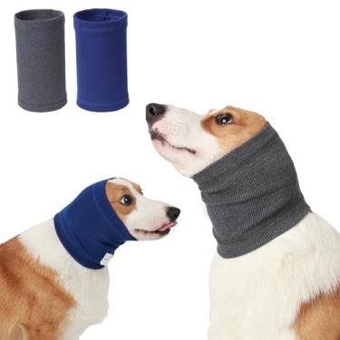 Imagem de Orelhas silenciosas para cães chapéus moletons com capuz abafadores de orelha de cachorro faixa de cabeça proteção de ouvido de ruído para cães, cinza/azul P