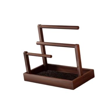 Imagem de LCSVCCXA Expositor de Joias de Madeira para Pulseiras, Colares E Outras Joias, Brown W Black Felt