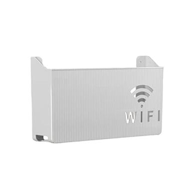 Imagem de ZJchao WiFi Router Caixa De Armazenamento Montado Na Parede ABS Cable Organizer para TV Set Top Box Router Com Dissipação De Calor Branco Cinza Rosa Preto Azul 24.5x6x14cm (Gray)