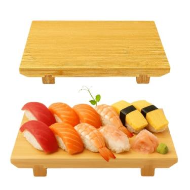 Imagem de JapanBargain 4090, Pratos de servir de sushi, tábua de servir de bambu japonês, bandeja em forma de geta suporte de plantas, 24 x 15 cm, pacote com 2