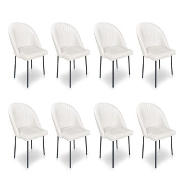 Imagem de Kit 8 Cadeiras Poltrona De Jantar Ariel Suede Pés De Ferro Preto - Pallazio Cor Vermelho