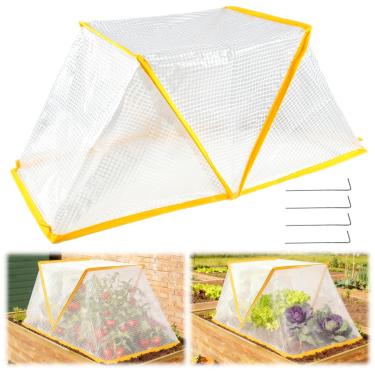 Imagem de NODMIPNS 81 cm x 31 cm x 35,8 cm Capa de plantas aceleradoras de fileira de jardim, capa dobrável para canteiros elevados, protetor de plantas, mini capa de estufa para proteger vegetais e frutas de