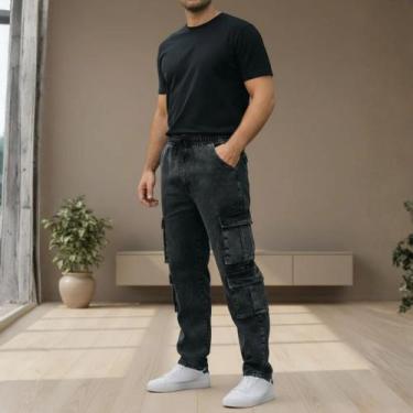 Imagem de Calça Jeans 4 Bolsos Cargo Masculina Streetwear Grafite - NoBrand, Gra
