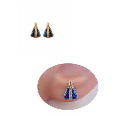 Imagem de Brinco Pequeno Nossa Senhora Aparecida Folheado Ouro 18k Antialérgico 