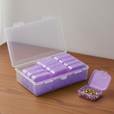 Imagem de Caixa de armazenamento portátil de joias com 12 mini recipientes, estojos de armazenamento de plástico transparente para organizador de contas de joias de viagem