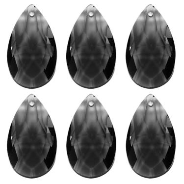 Imagem de Pingentes de cristal K9, contas de gota, pacote com 6 peças de prismas de candelabro de 38 mm, contas penduradas, lâmpada faça você mesmo para decoração de artesanato, preto claro