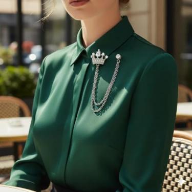 Imagem de Pacote com 1 broche masculino prateado com strass - broche de lapela com design de corrente 3D para blazer de smoking, acessórios formais de negócios para noivo de casamento, joias com acabamento